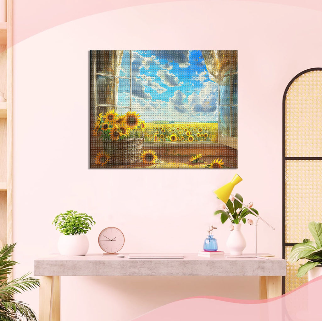 Sonnenblumenfenstertraum - Diamond Painting