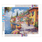 Sonnendurchflutete Küstenstadt - Diamond Painting