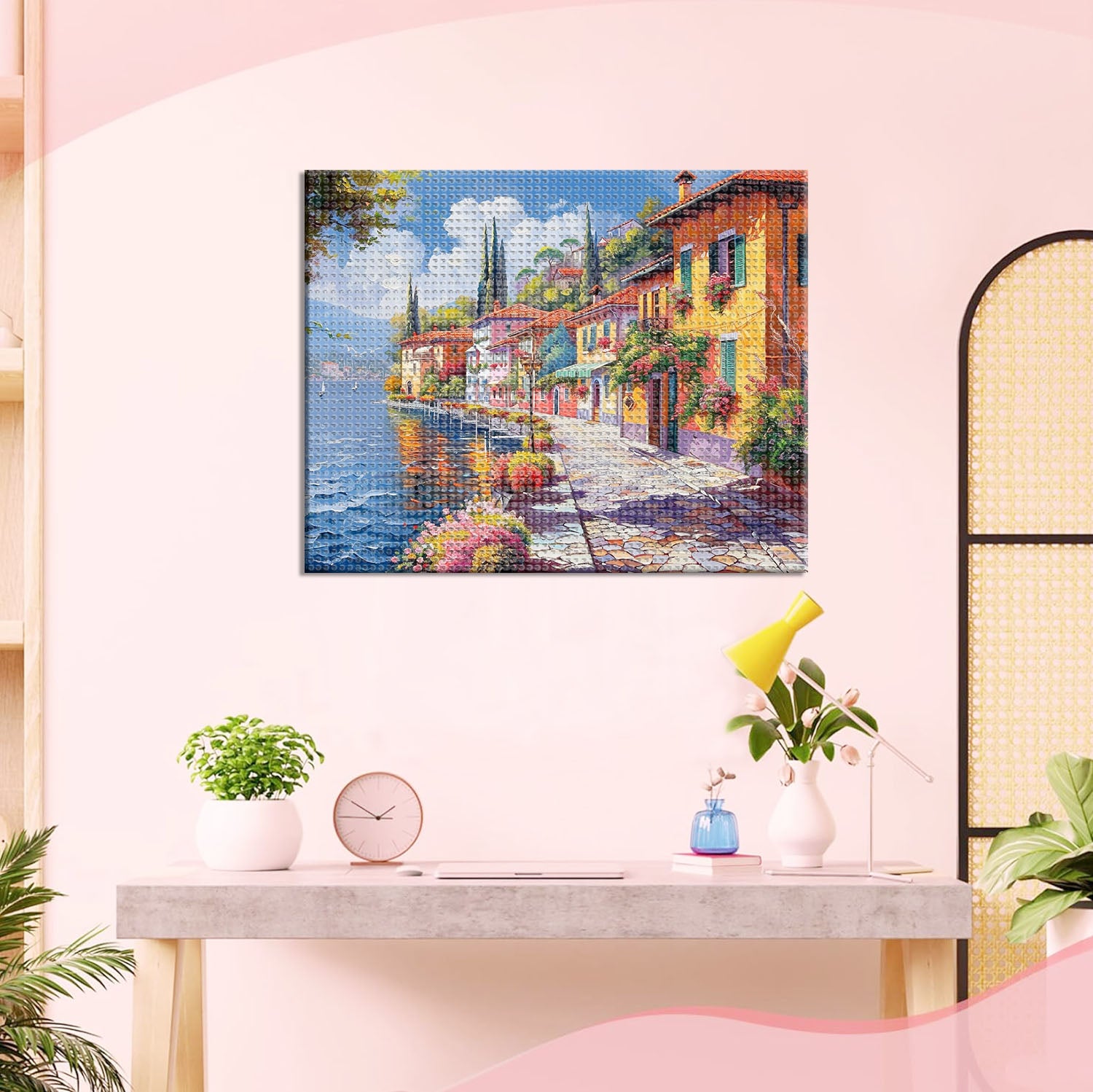 Sonnendurchflutete Küstenstadt - Diamond Painting