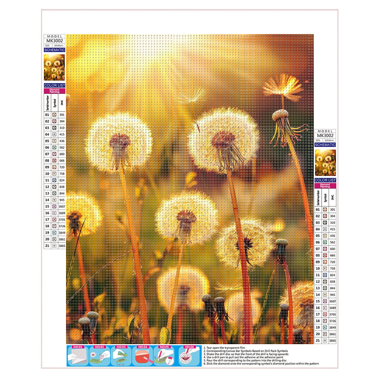 Sonnengeküsste Pusteblumen - Diamond Painting