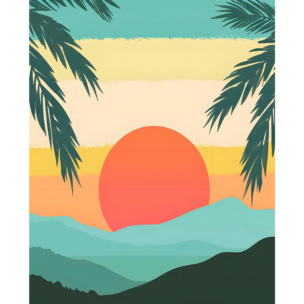 Sonnenstrahlen durch die Palmen - Diamond Painting