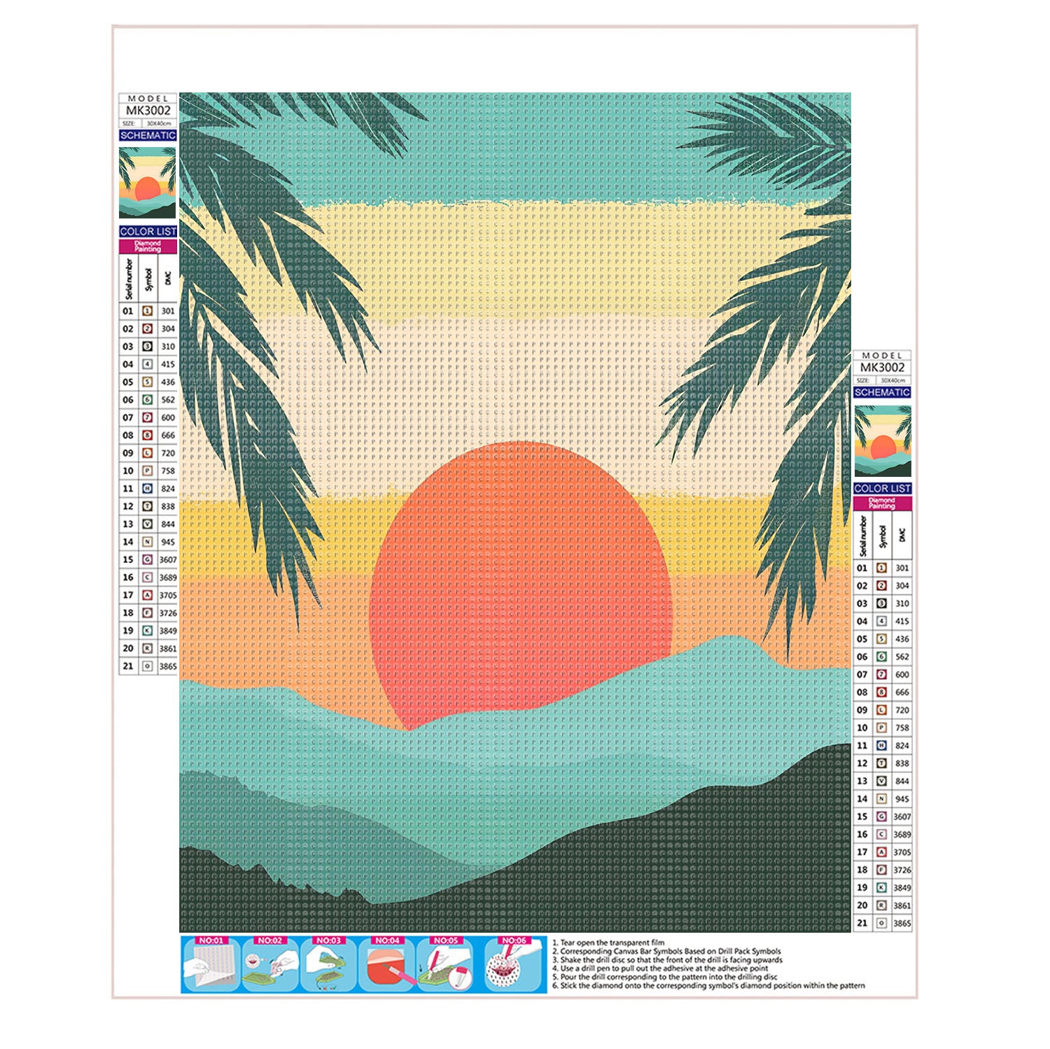 Sonnenstrahlen durch die Palmen - Diamond Painting