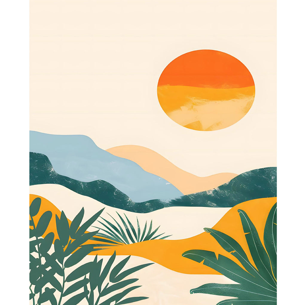 Sonnenuntergang am Gebirge - Diamond Painting