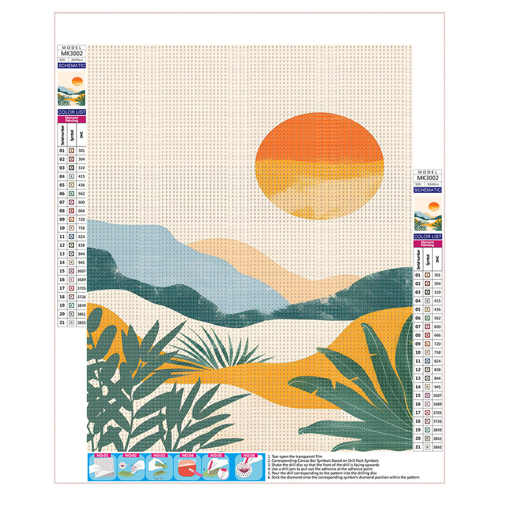 Sonnenuntergang am Gebirge - Diamond Painting