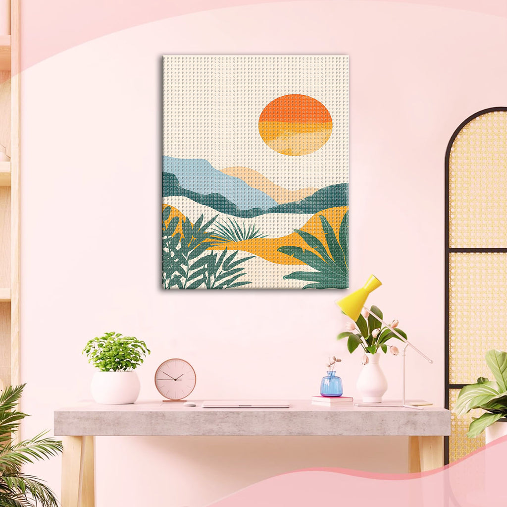 Sonnenuntergang am Gebirge - Diamond Painting