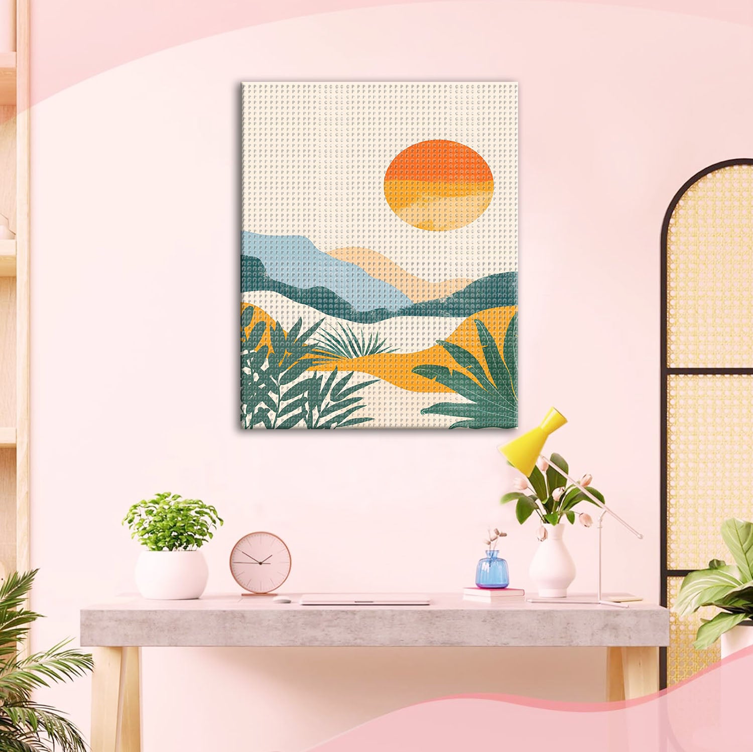 Sonnenuntergang am Gebirge - Diamond Painting