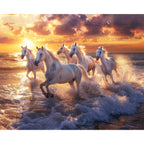 Sonnenuntergangs - Pferde - Diamond Painting