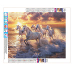 Sonnenuntergangs - Pferde - Diamond Painting