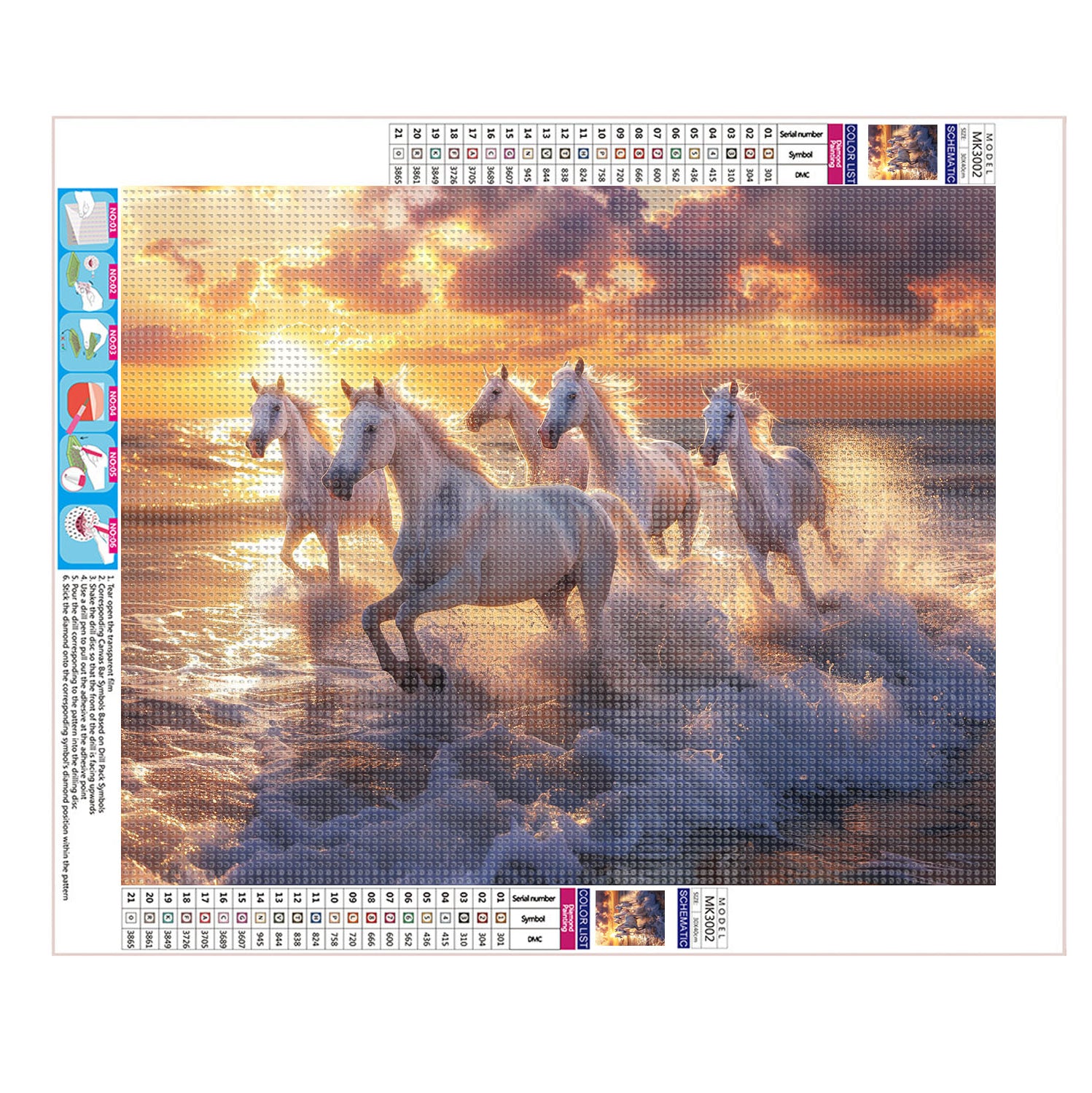 Sonnenuntergangs - Pferde - Diamond Painting