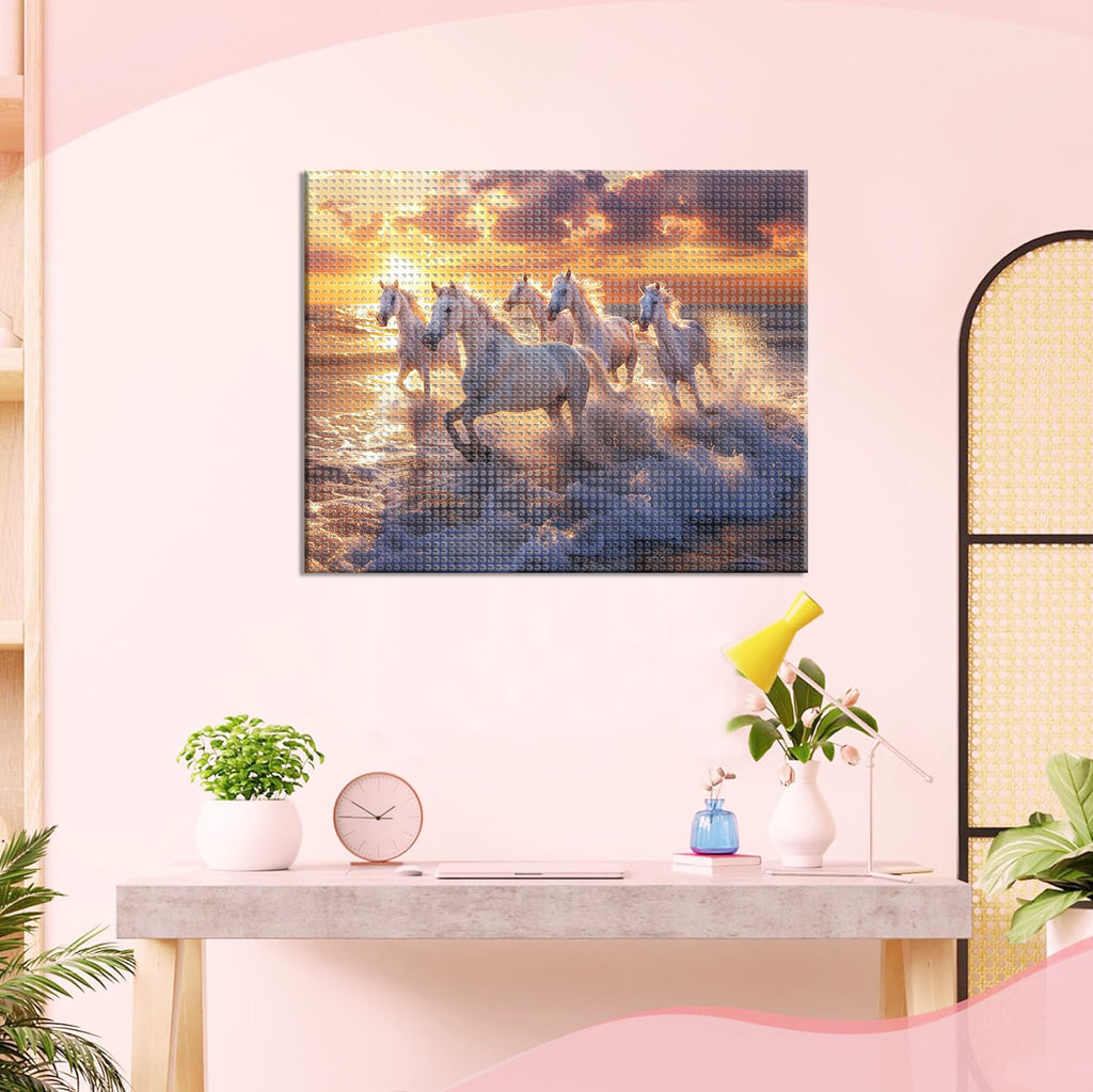 Sonnenuntergangs - Pferde - Diamond Painting
