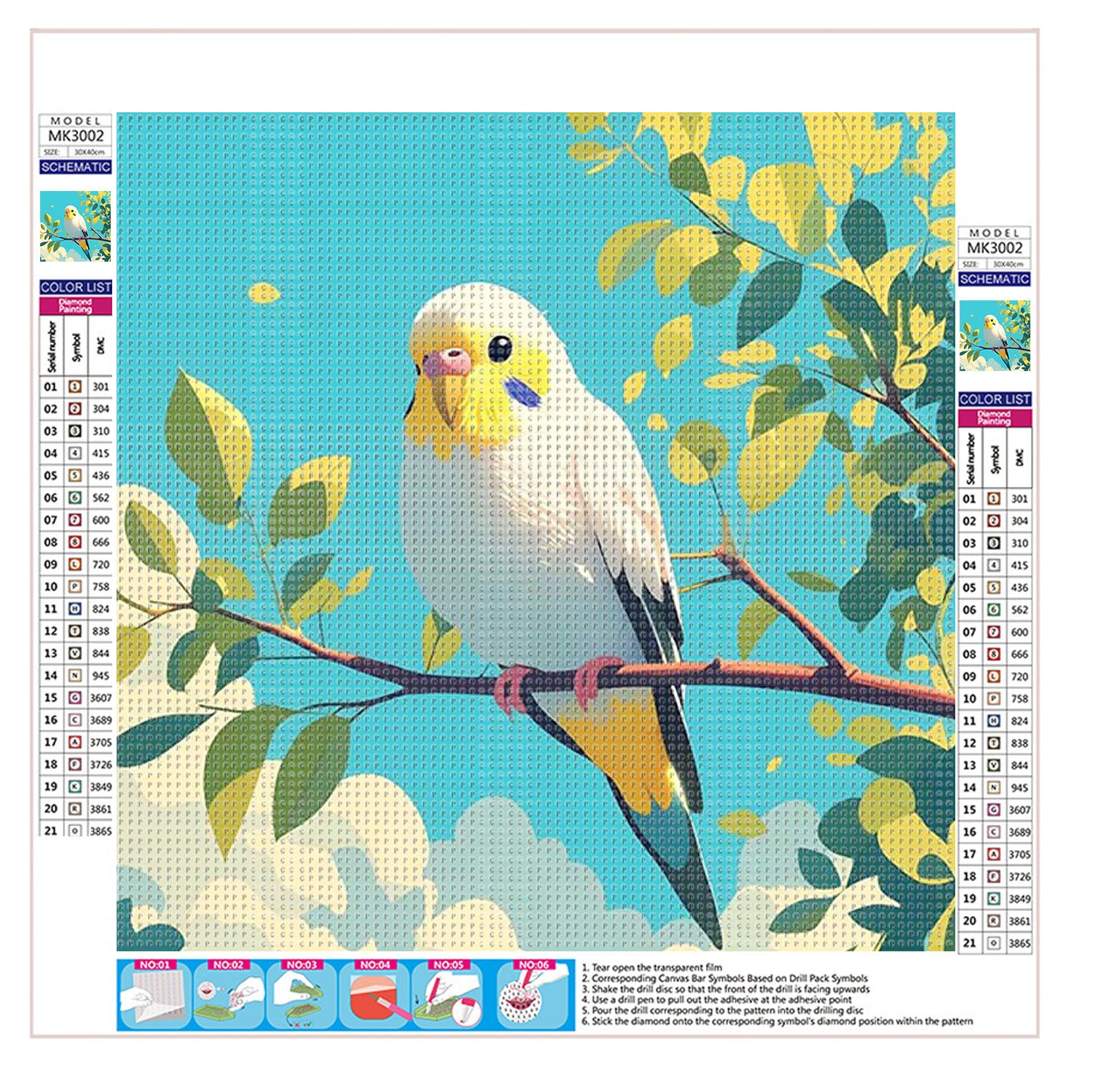 Sonniger Sittich - Diamond Painting