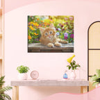 Sonniges Katzchen im Blumenmeer - Diamond Painting