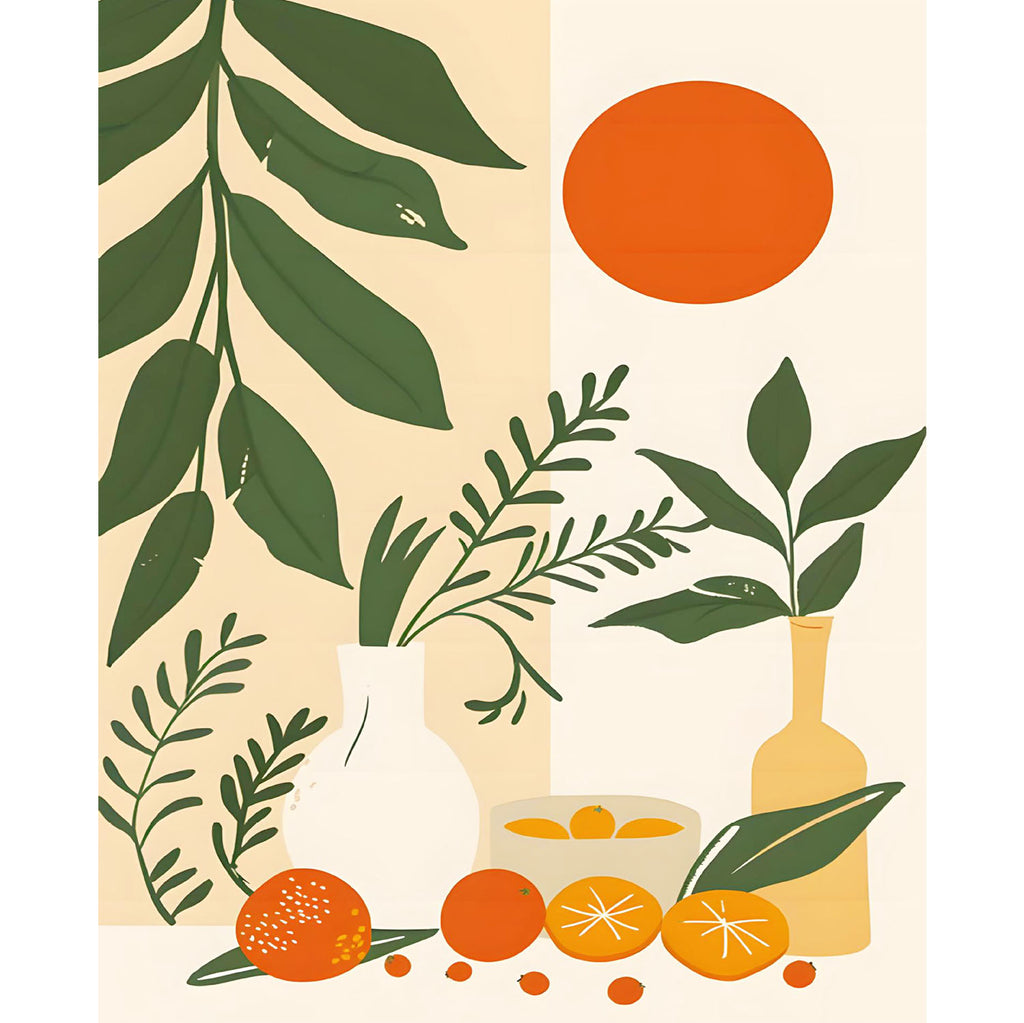 Sonniges Stillleben mit Orangen - Diamond Painting