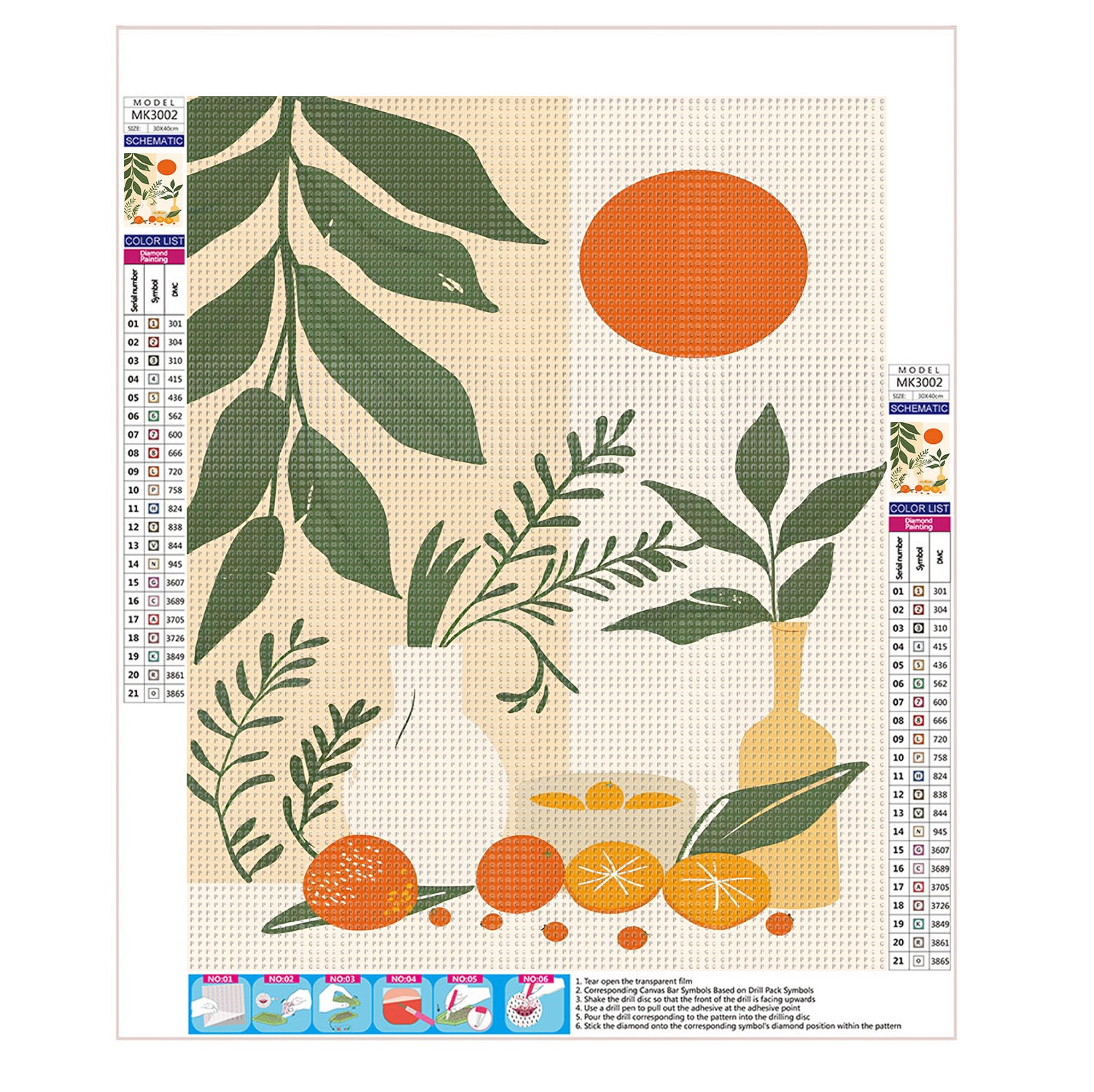 Sonniges Stillleben mit Orangen - Diamond Painting