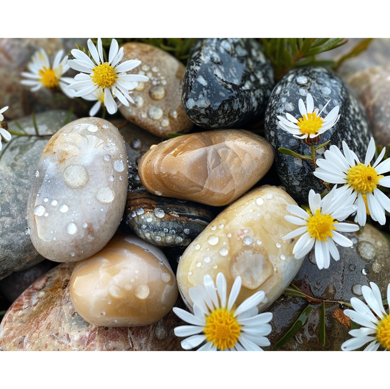 Steine und Blüten - Diamond Painting