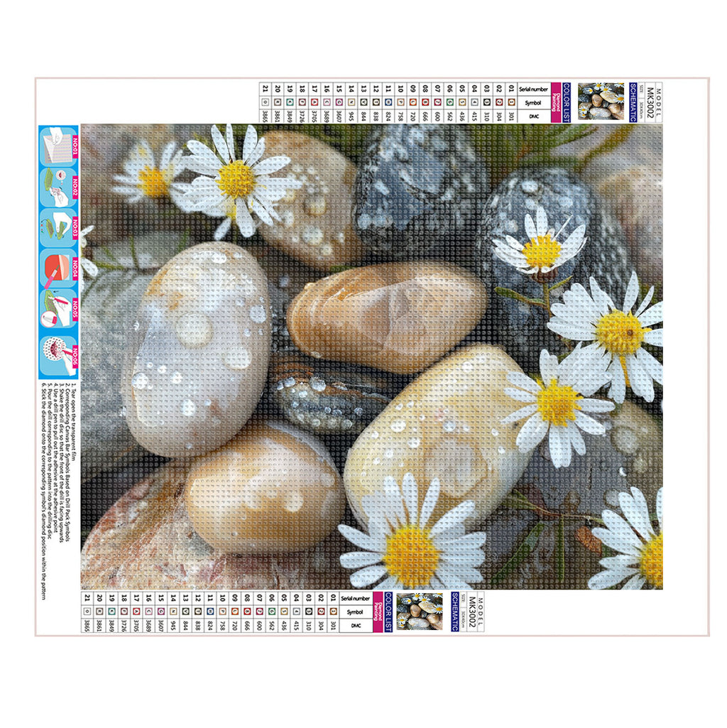 Steine und Blüten - Diamond Painting