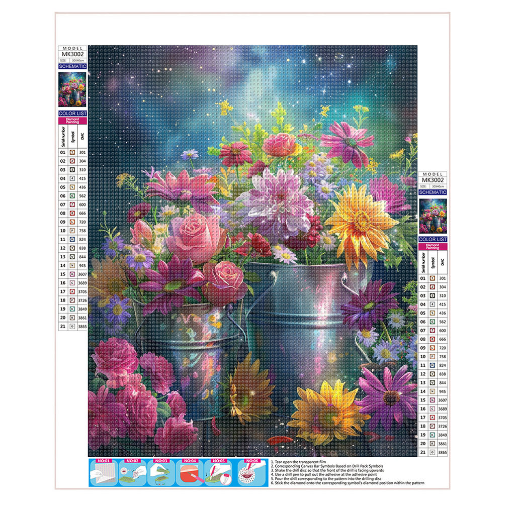 Sterne über den Blumen - Diamond Painting