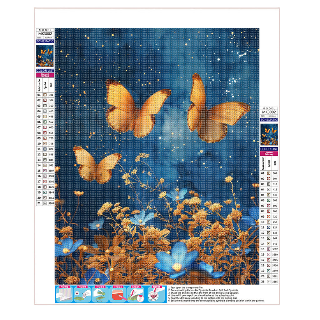 Sterne und Schmetterlinge - Diamond Painting