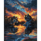 Tiger am Sonnenuntergang - Diamond Painting