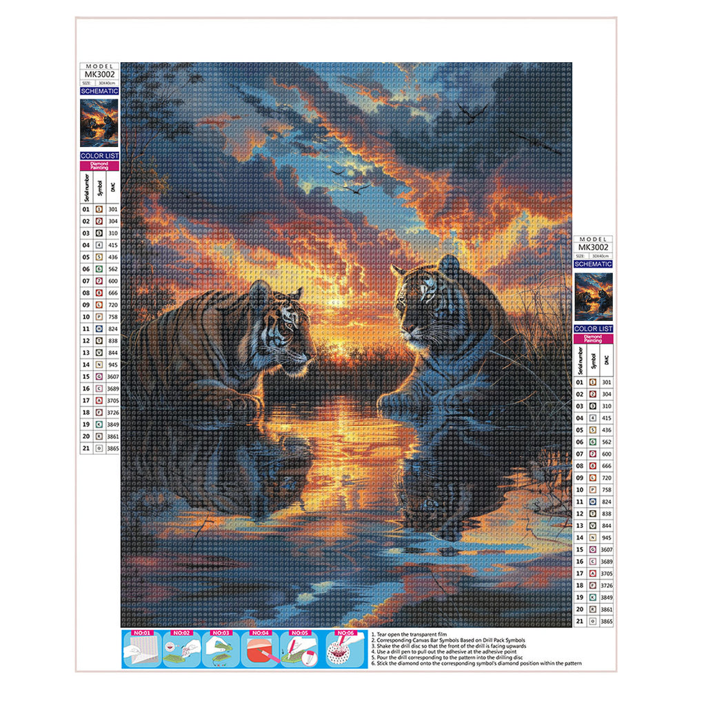 Tiger am Sonnenuntergang - Diamond Painting