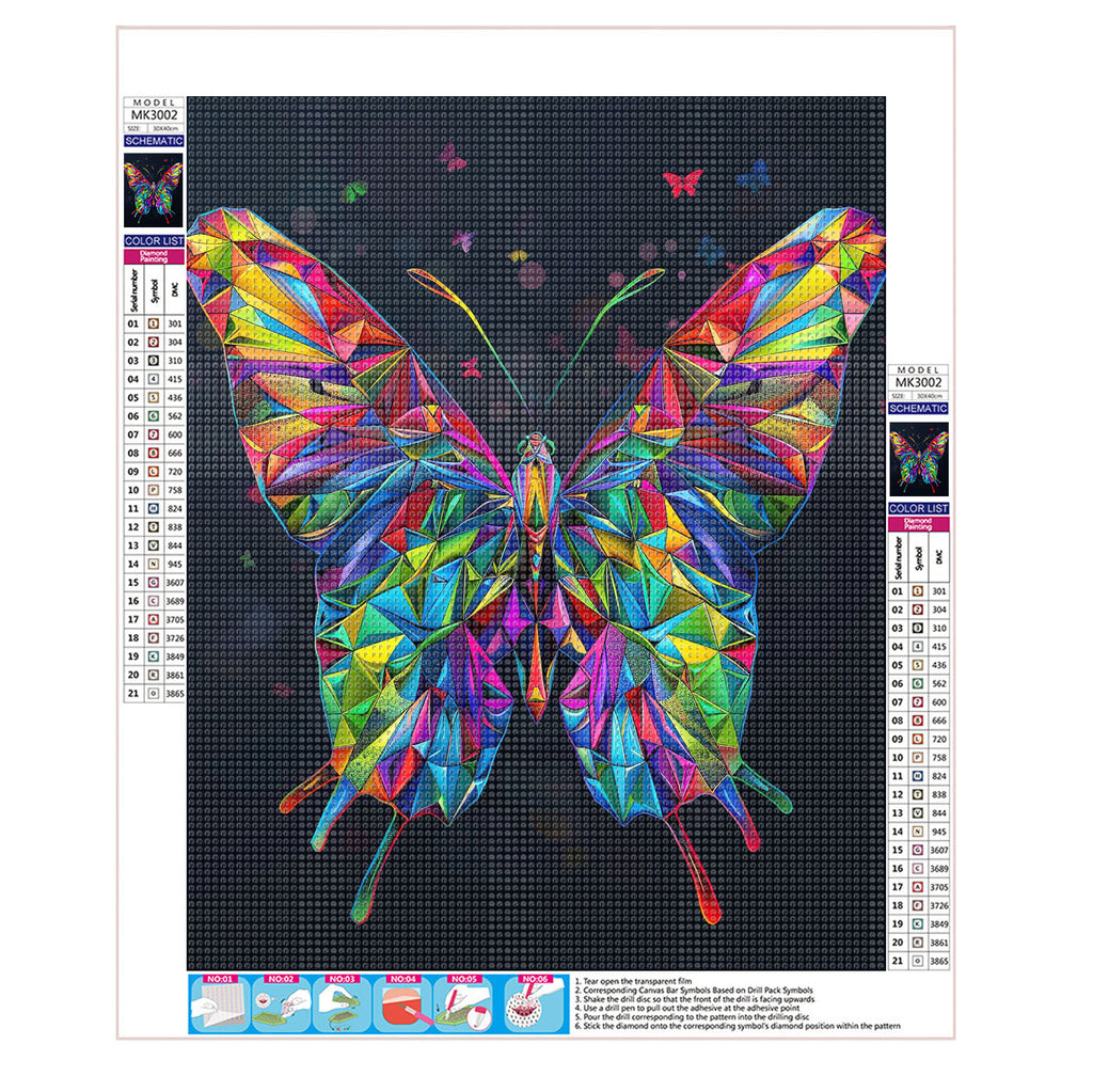 Traumhafter geometrischer Schmetterling - Welt - Diamond Painting
