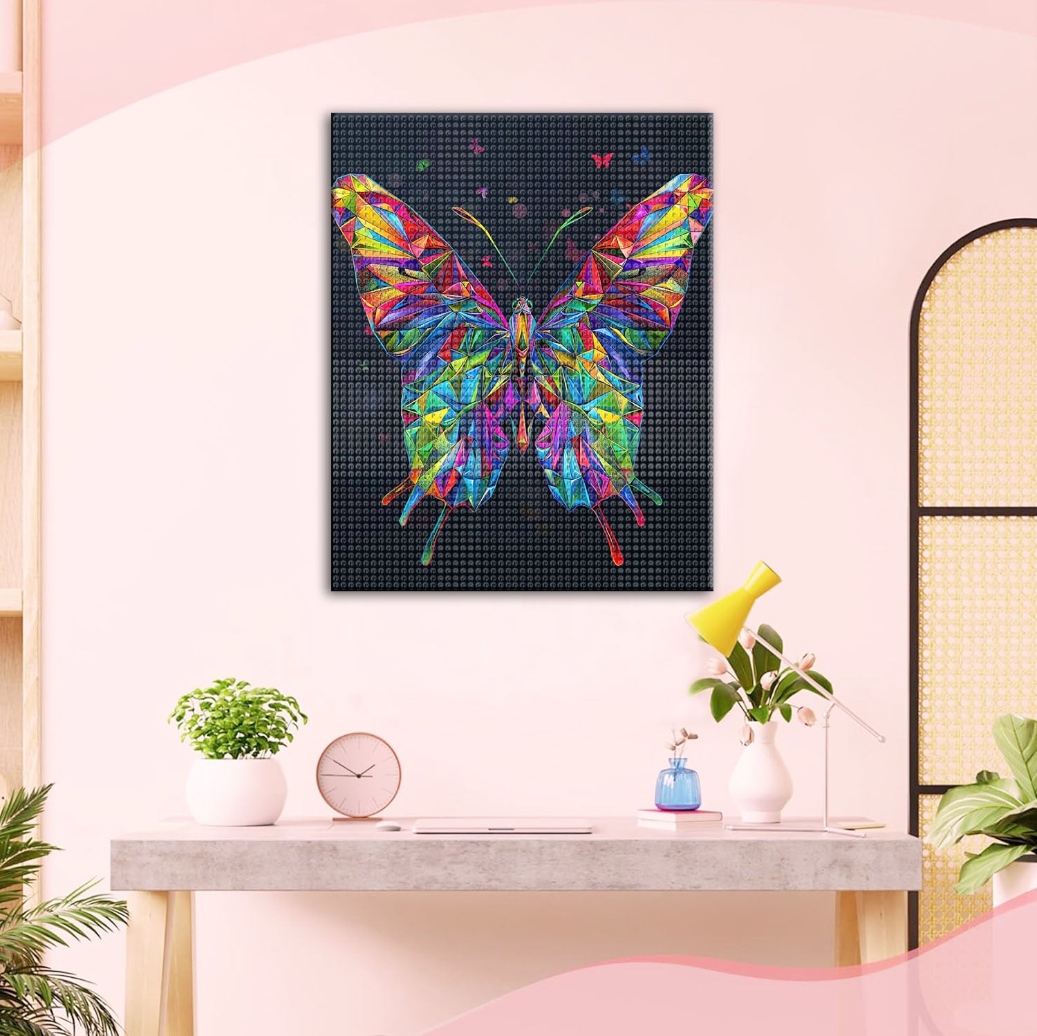 Traumhafter geometrischer Schmetterling - Welt - Diamond Painting