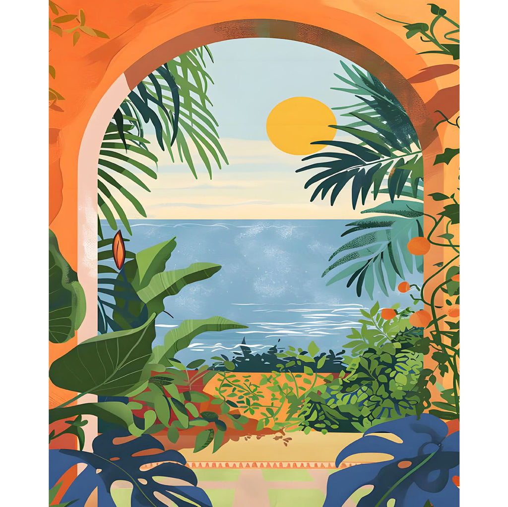 Tropische Pflanzen am Meer - Diamond Painting