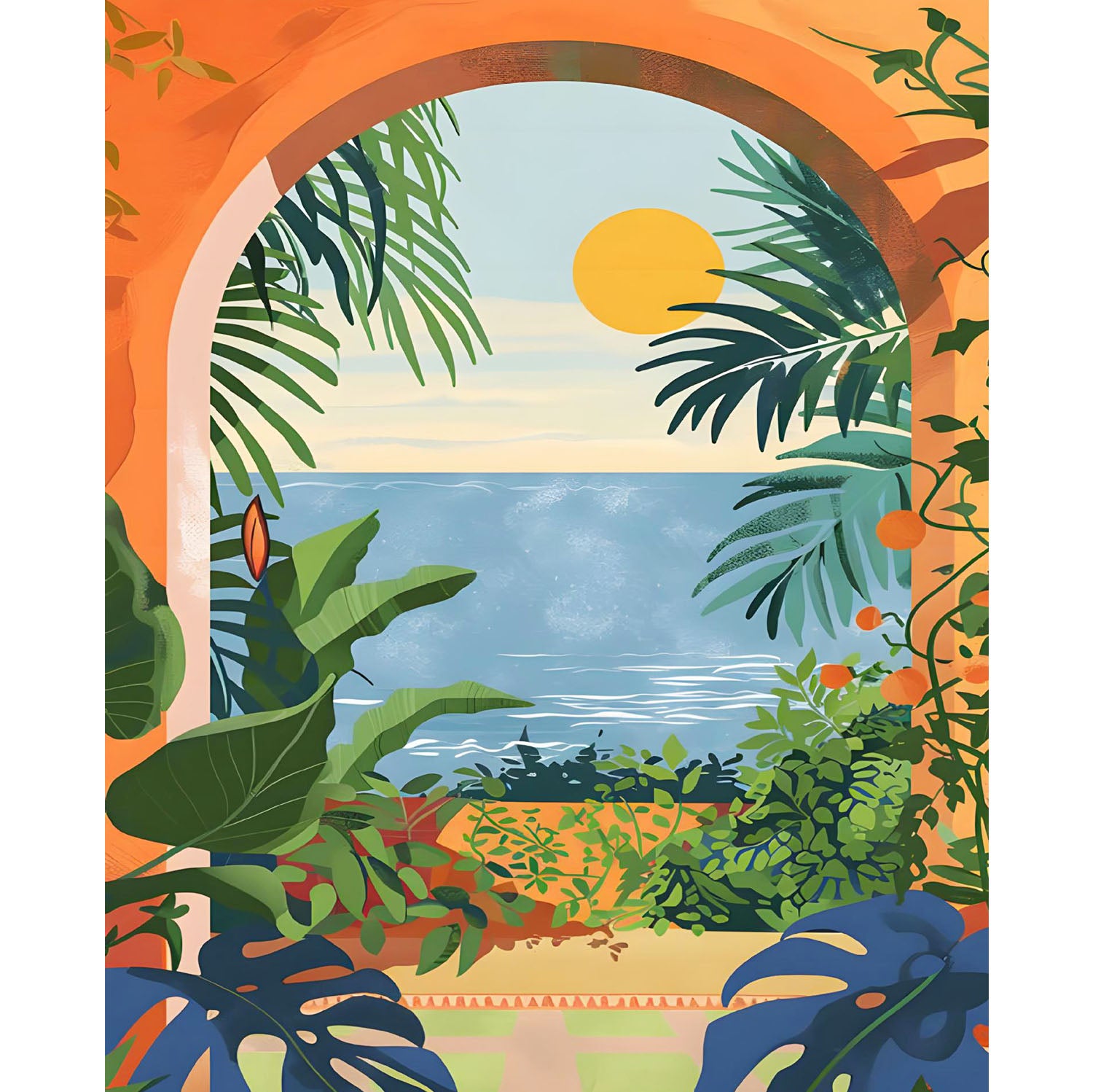 Tropische Pflanzen am Meer - Diamond Painting