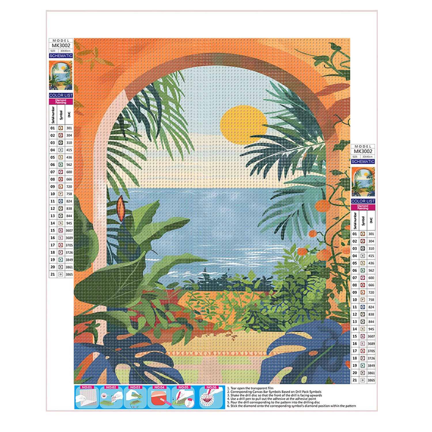 Tropische Pflanzen am Meer - Diamond Painting