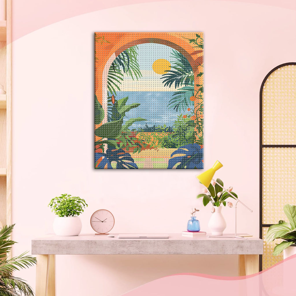 Tropische Pflanzen am Meer - Diamond Painting