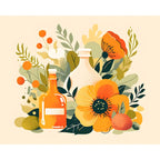 Warme Töne der Blumen - und Flaschenszene - Diamond Painting