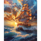 Wellen umsegeln das Schiff - Diamond Painting
