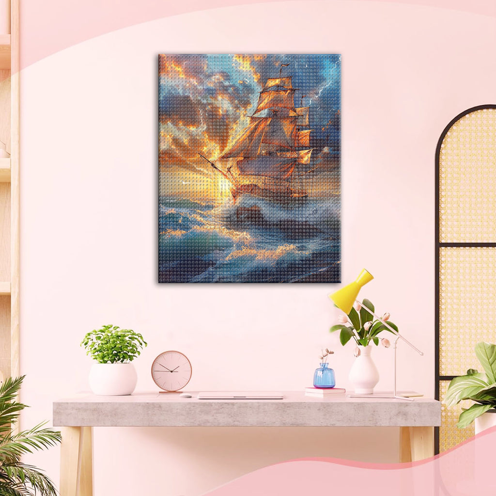 Wellen umsegeln das Schiff - Diamond Painting