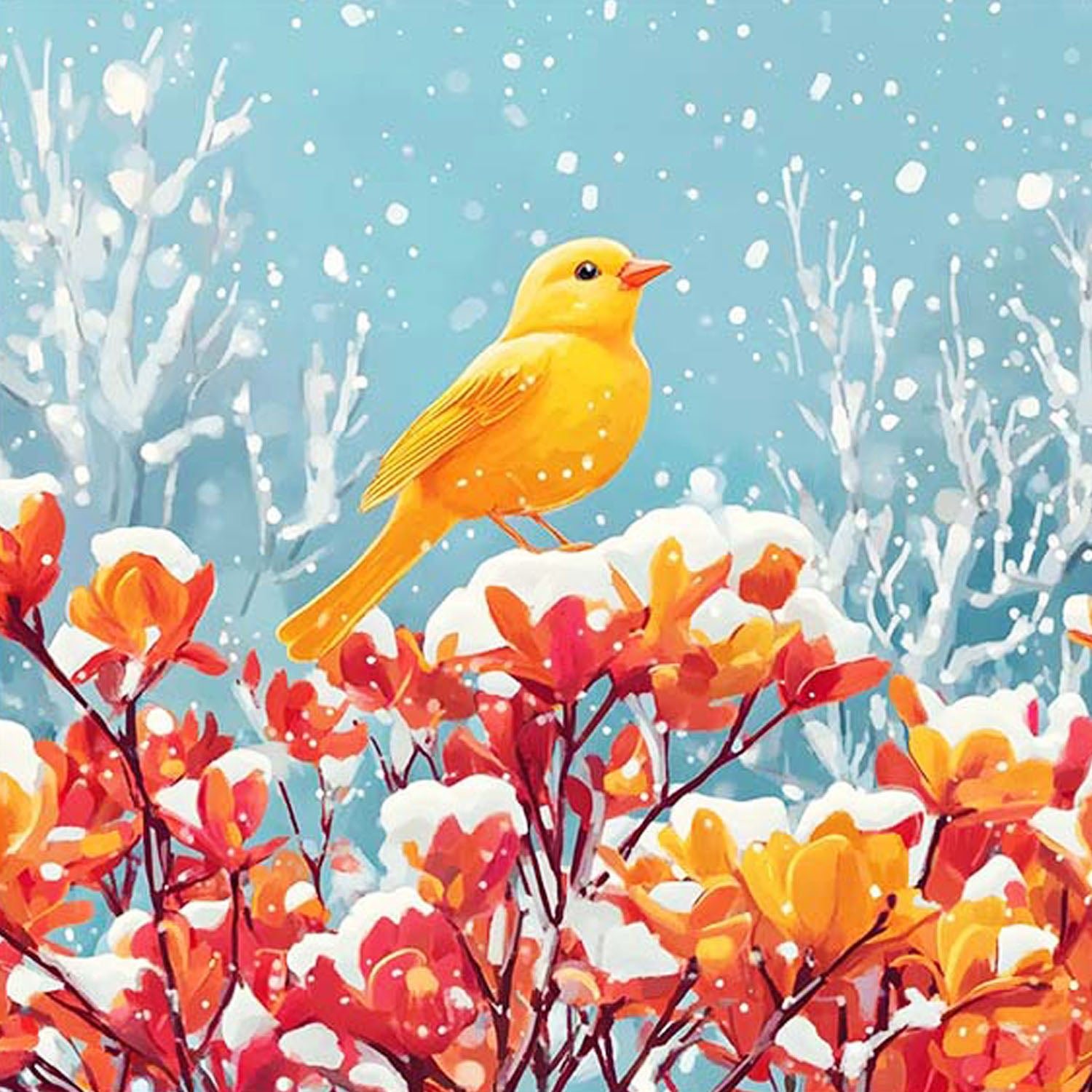 Winterlicher Vogel - Diamond Painting