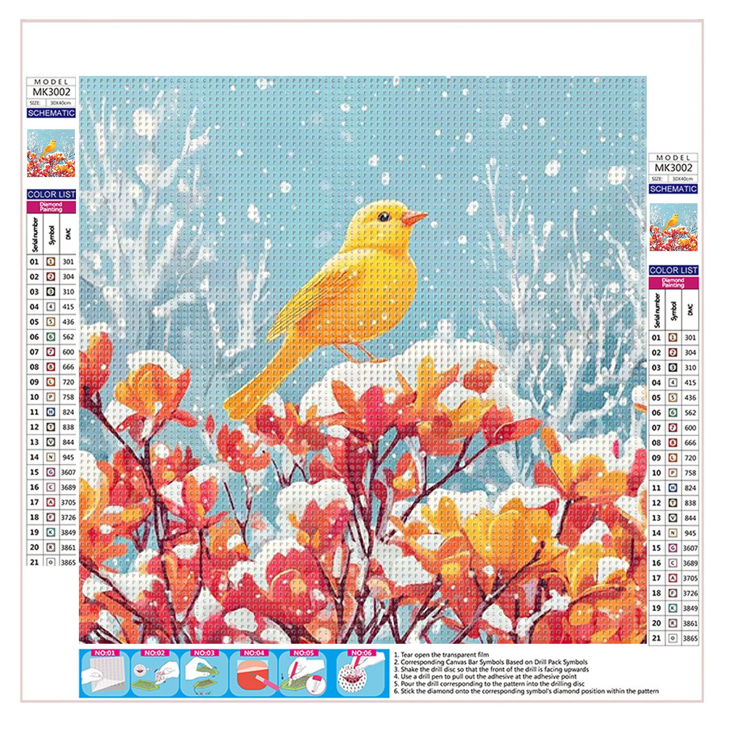 Winterlicher Vogel - Diamond Painting