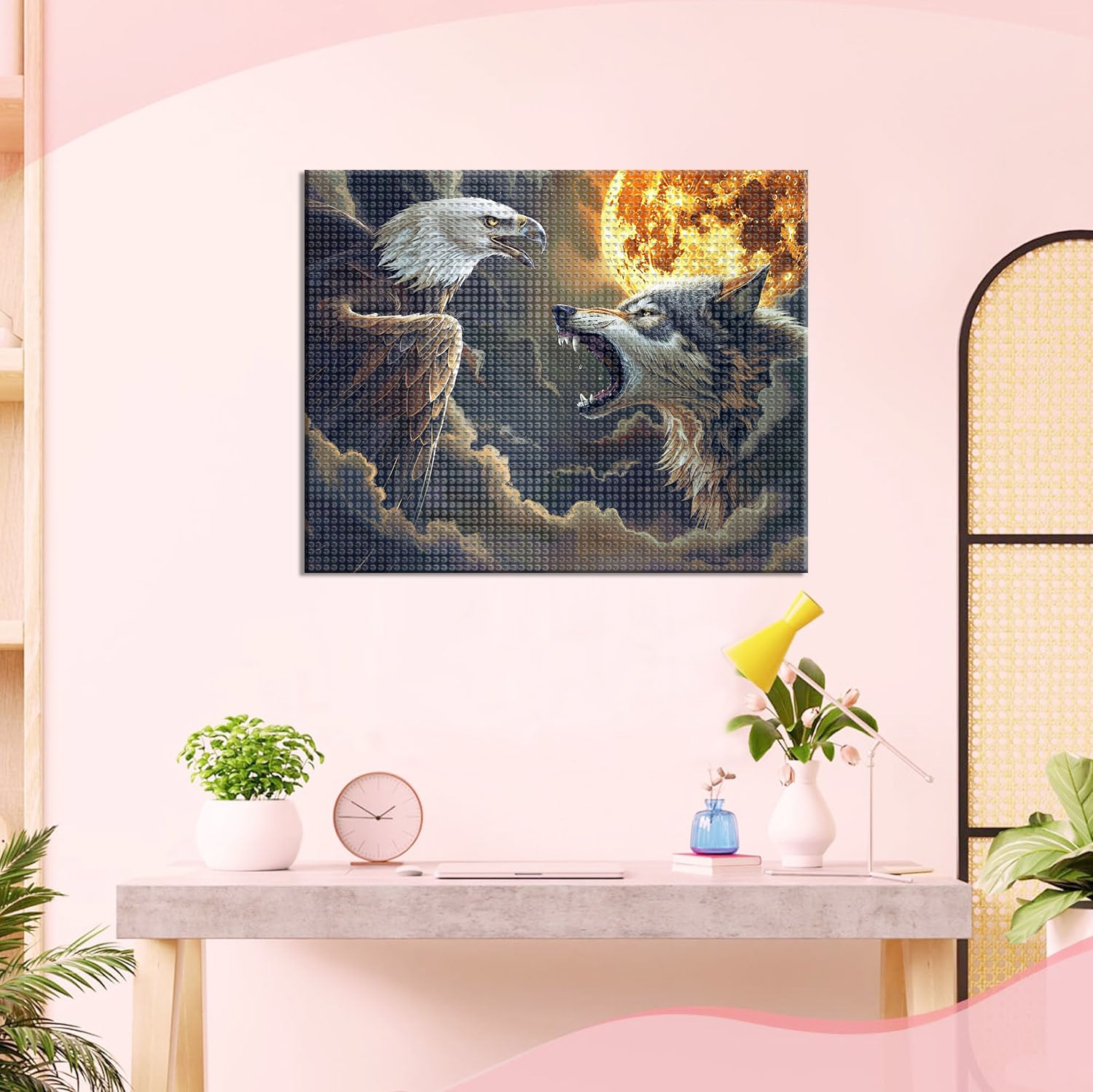 Wolfsgeheul und AdlerSchrei im Mond - Diamond Painting