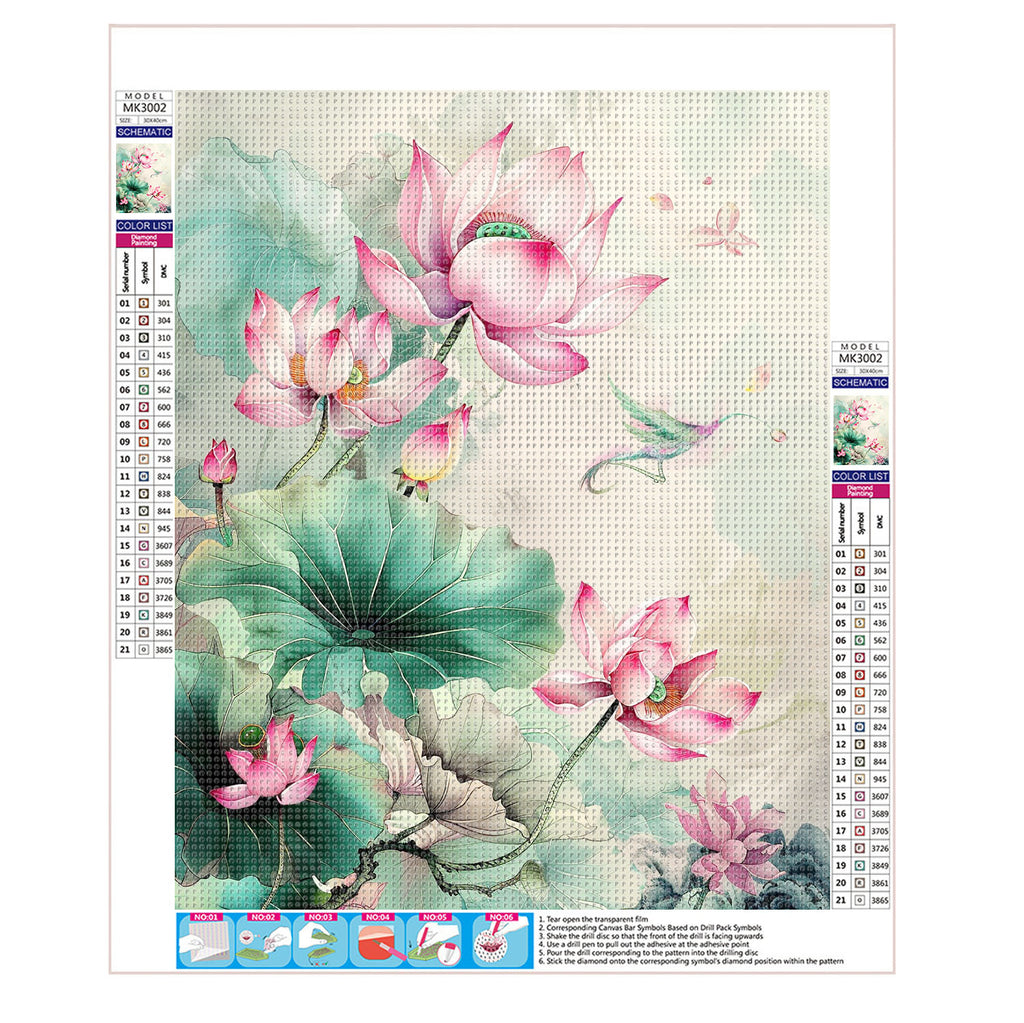 Zarte Lotuswelt - Diamond Painting