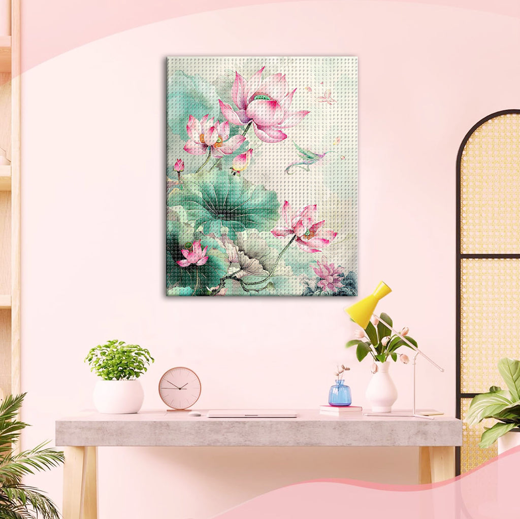 Zarte Lotuswelt - Diamond Painting