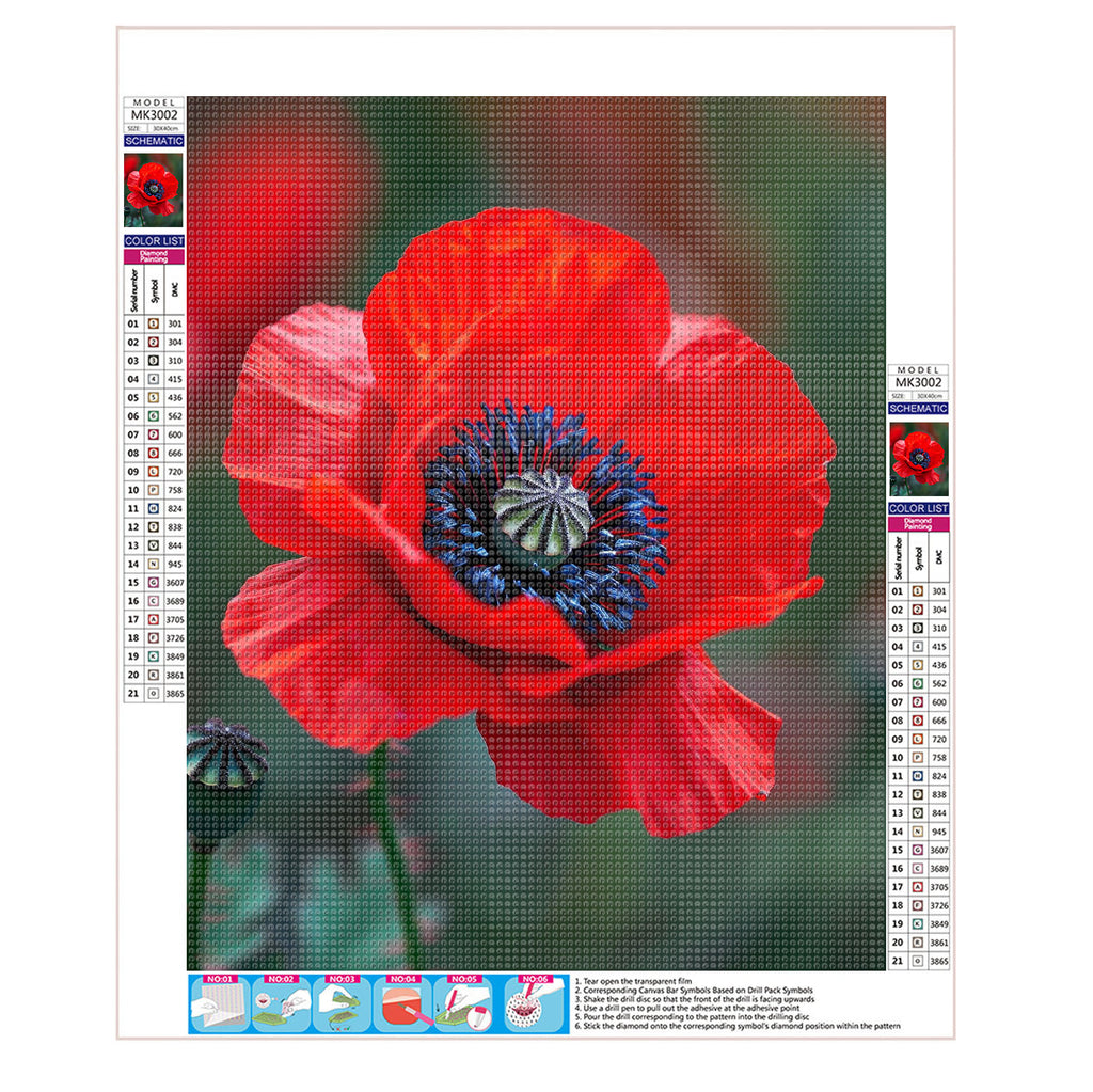 Zarte Mohnschönheit - Diamond Painting