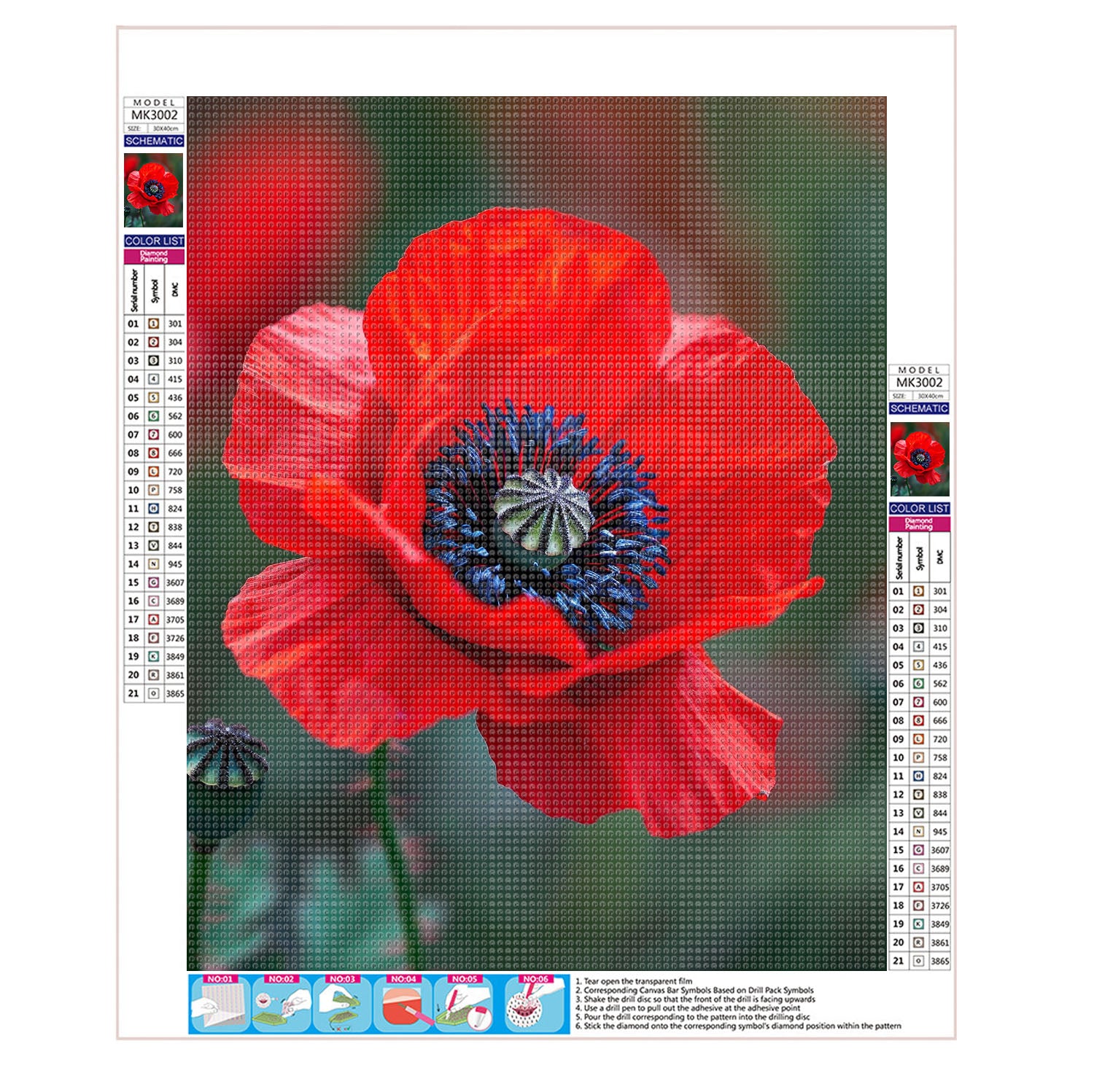 Zarte Mohnschönheit - Diamond Painting