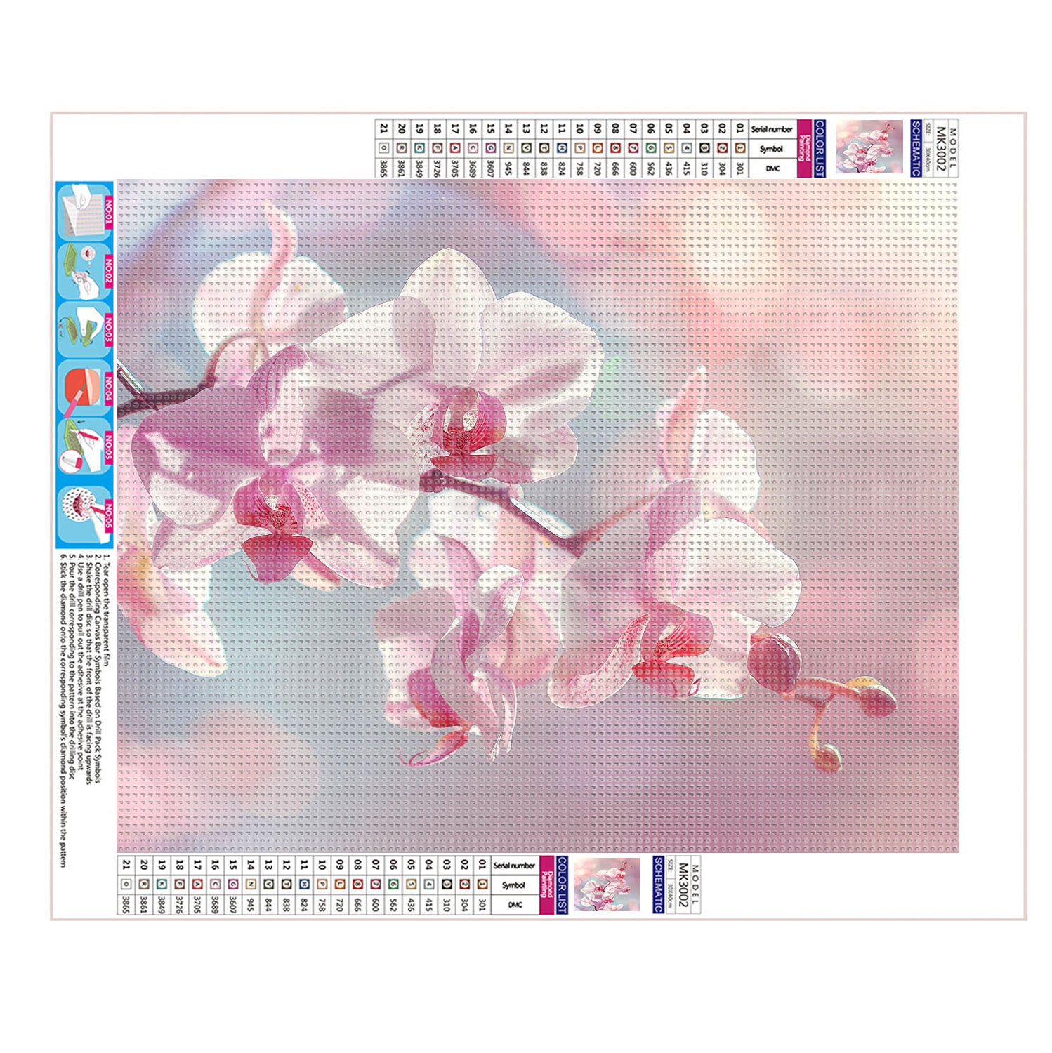Zarte Orchideenblüten - Diamond Painting