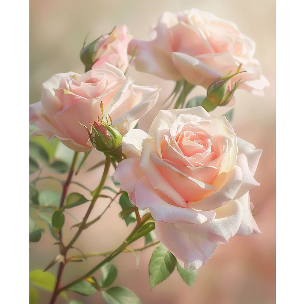 Zarte Rosenschönheit - Diamond Painting