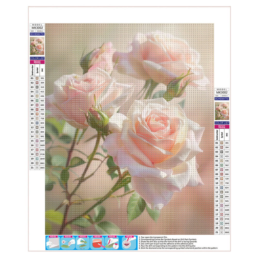 Zarte Rosenschönheit - Diamond Painting