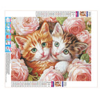 Zwei Kätzchen unter Rosen - Diamond Painting