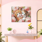 Zwei Kätzchen unter Rosen - Diamond Painting