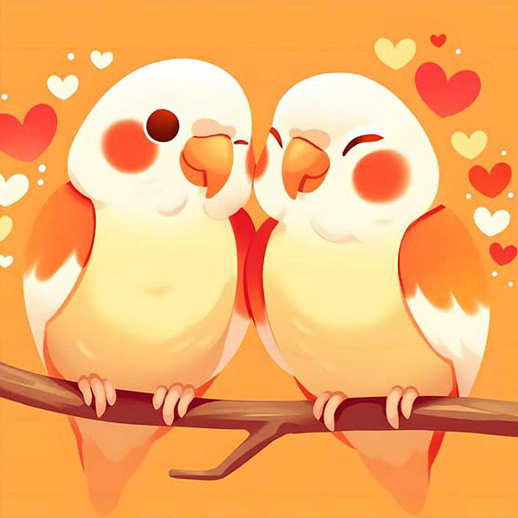 Zweisamkeit der Papageien - Diamond Painting