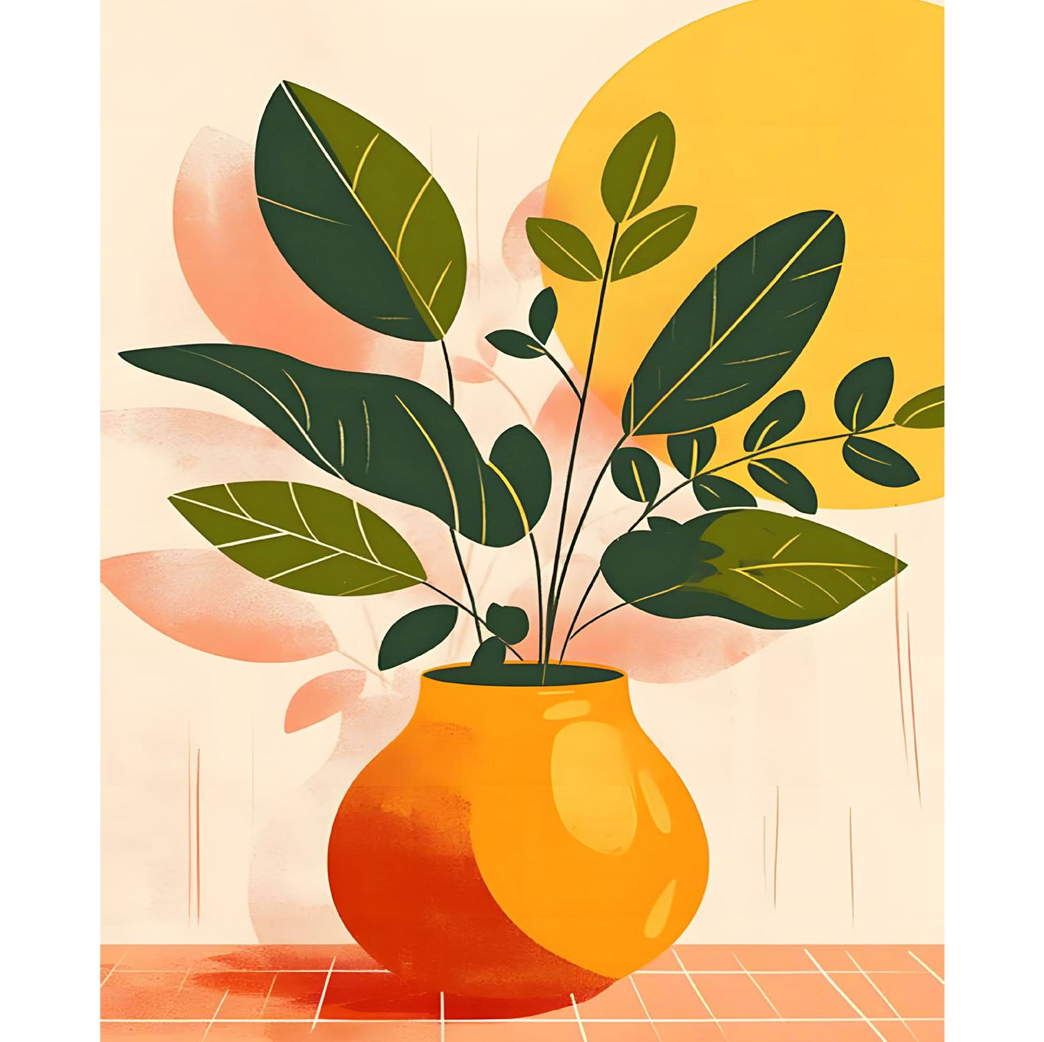 warme Pflanzenkulisse - Diamond Painting